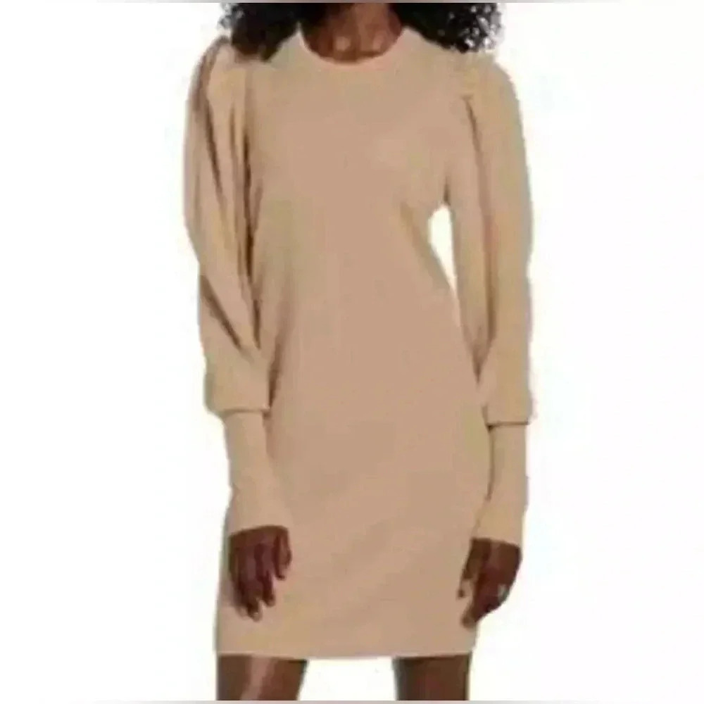 Wayf || camel bishop sleeves sweater dress